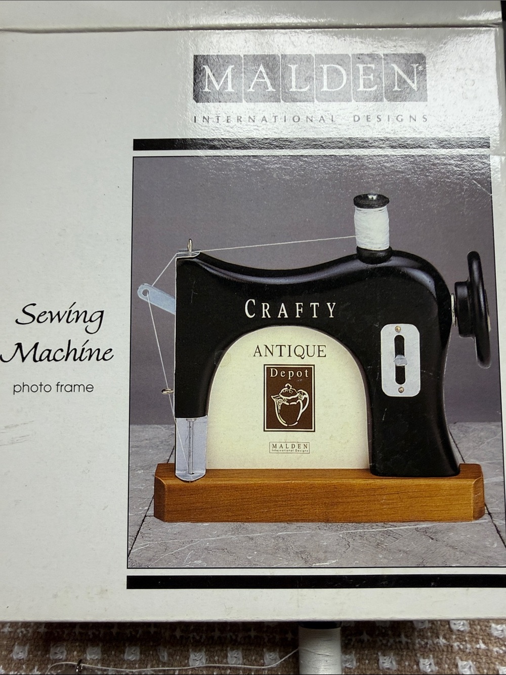 Malden Black Sewing Machine Photo Frame with Wood Base
